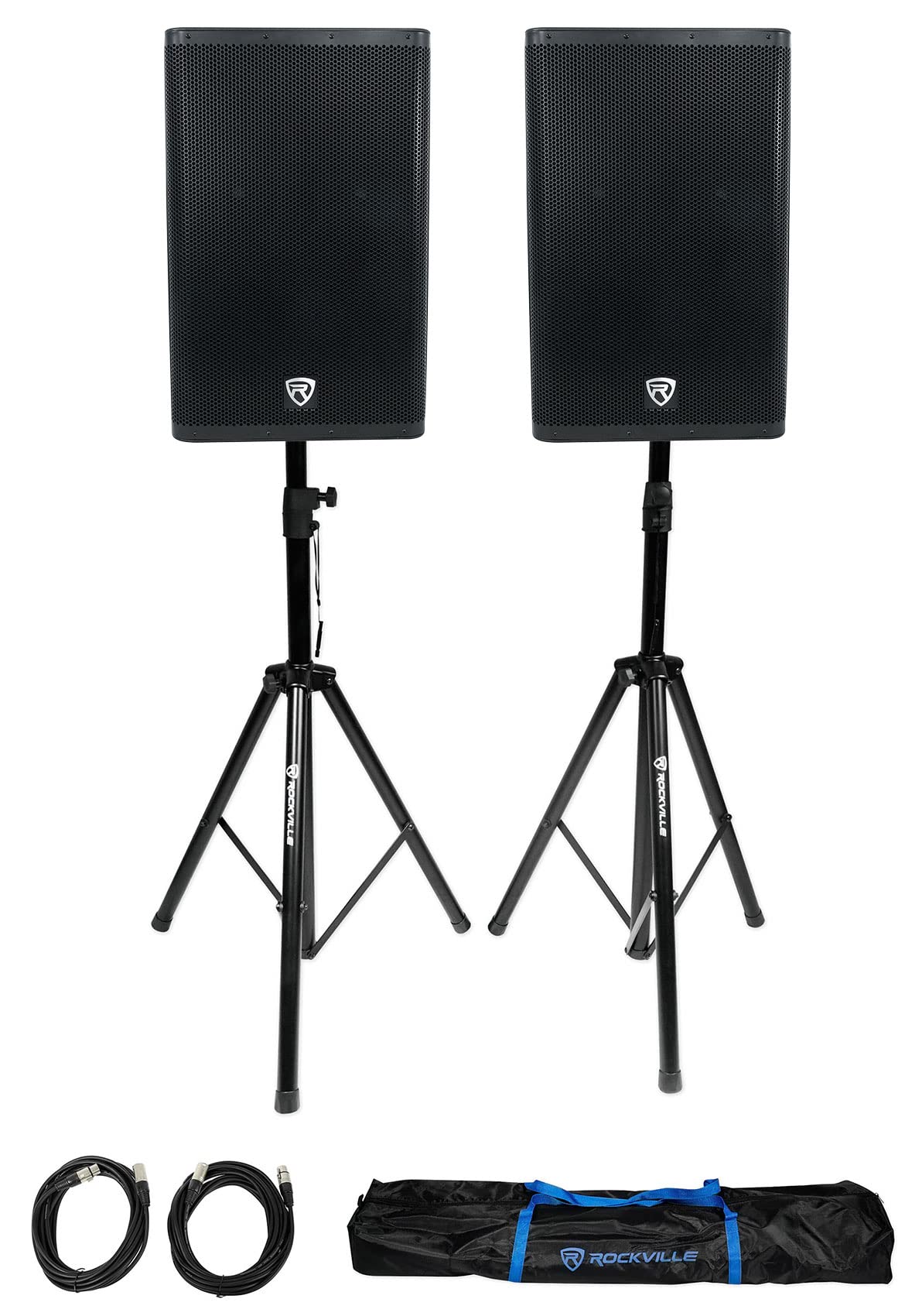 15" Powered Active DJ PA Speaker Pair with Stands Q652