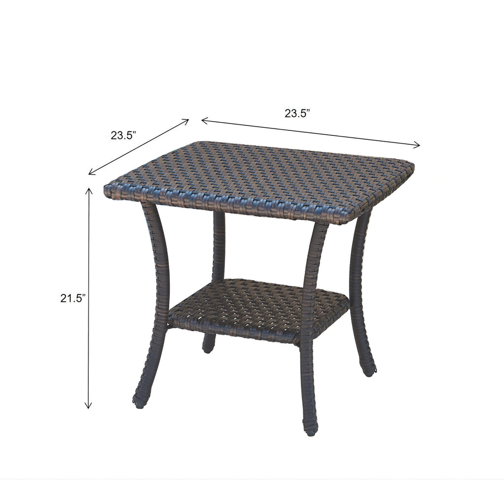 Brown Wicker Rattan 2-Tier Outdoor Coffee Table U432758