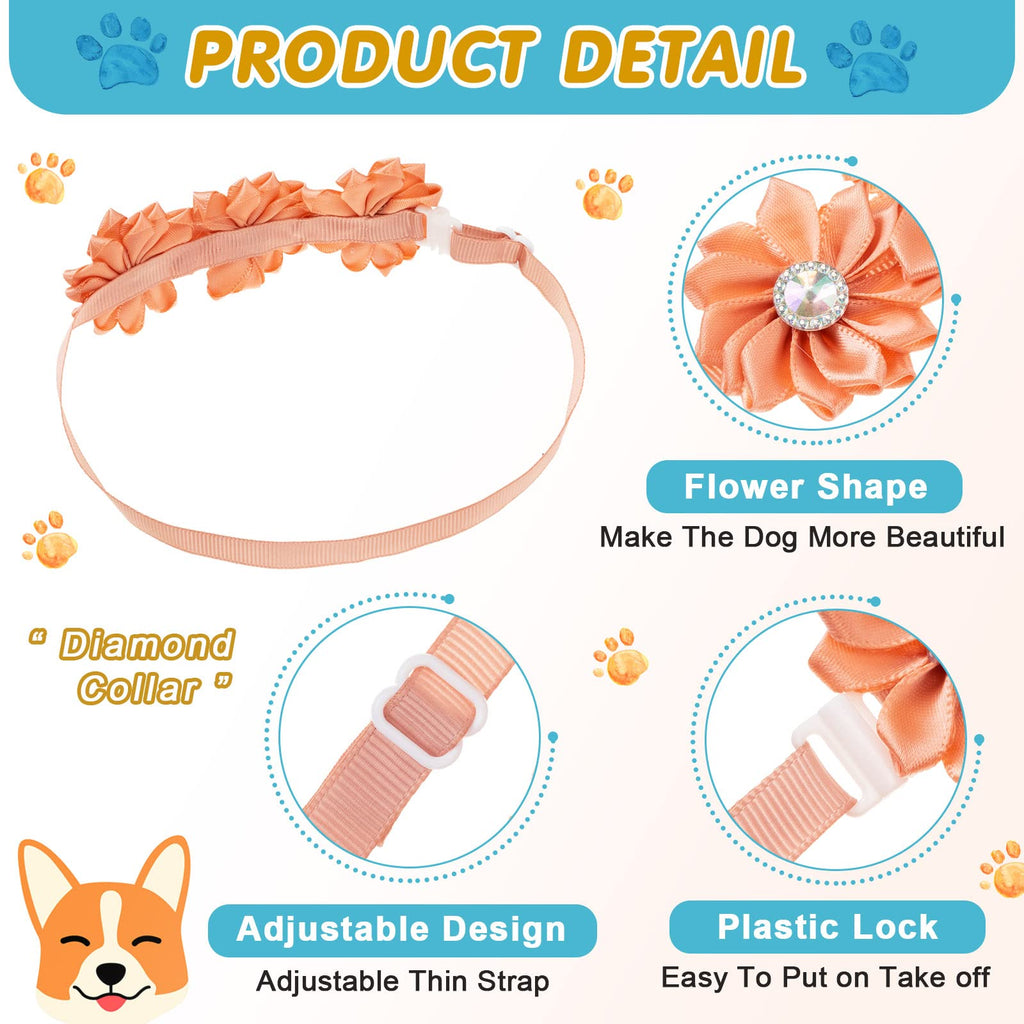 80 Pcs Dog Bowtie Flower Collar Adjustable E723