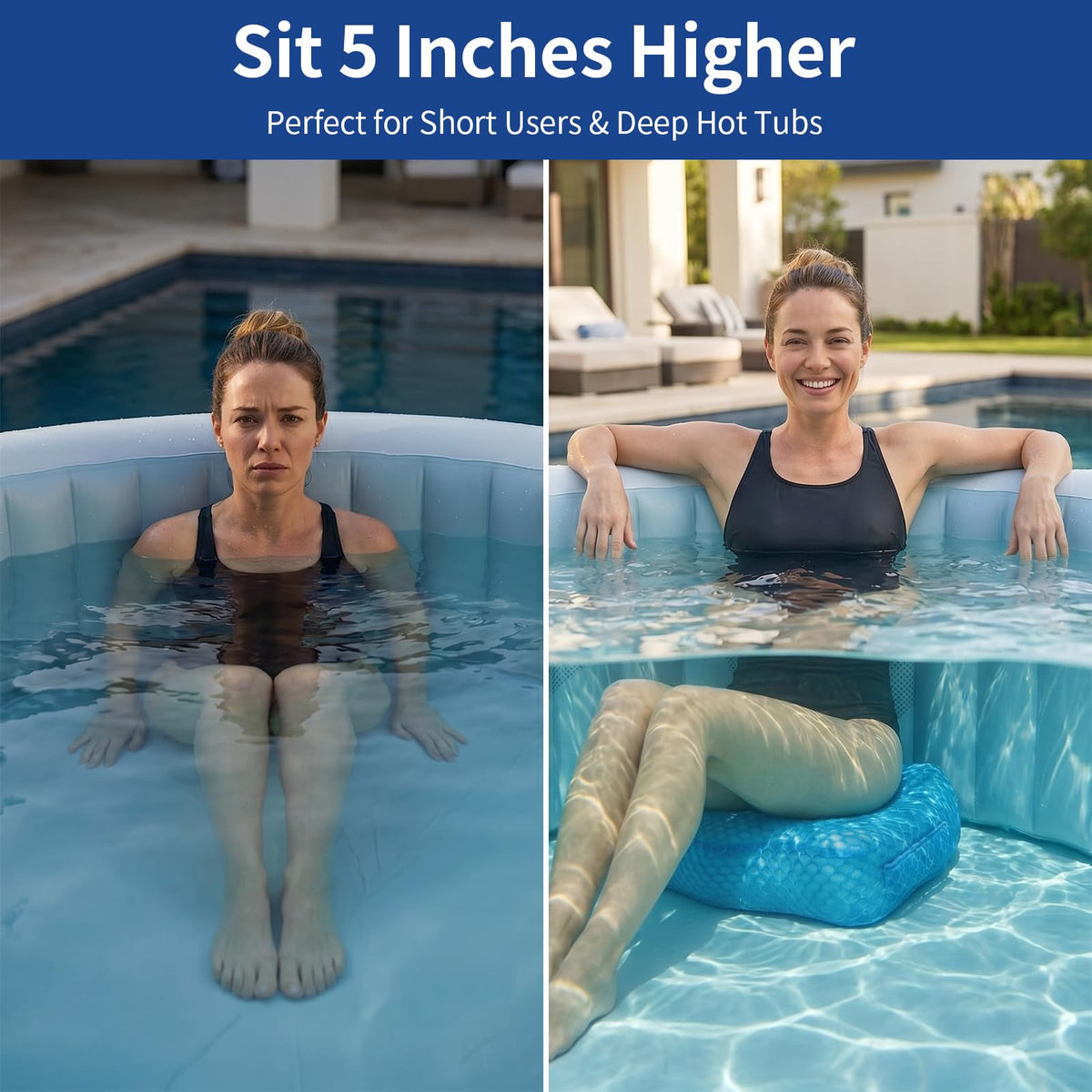 Weighted 3D Air Mesh Inflatable Hot Tub Booster Seat J70993