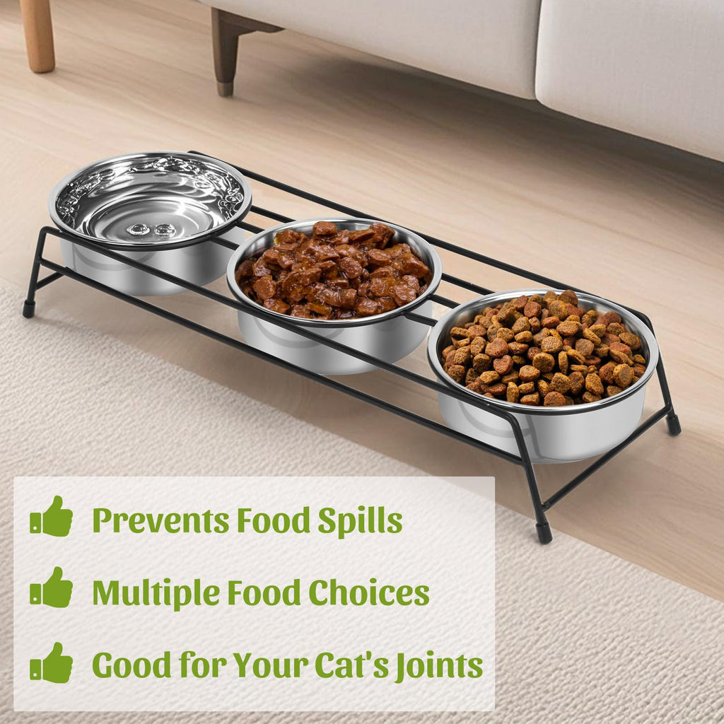 Raised 3 Stainless Steel Elevated Pet Bowls C8976