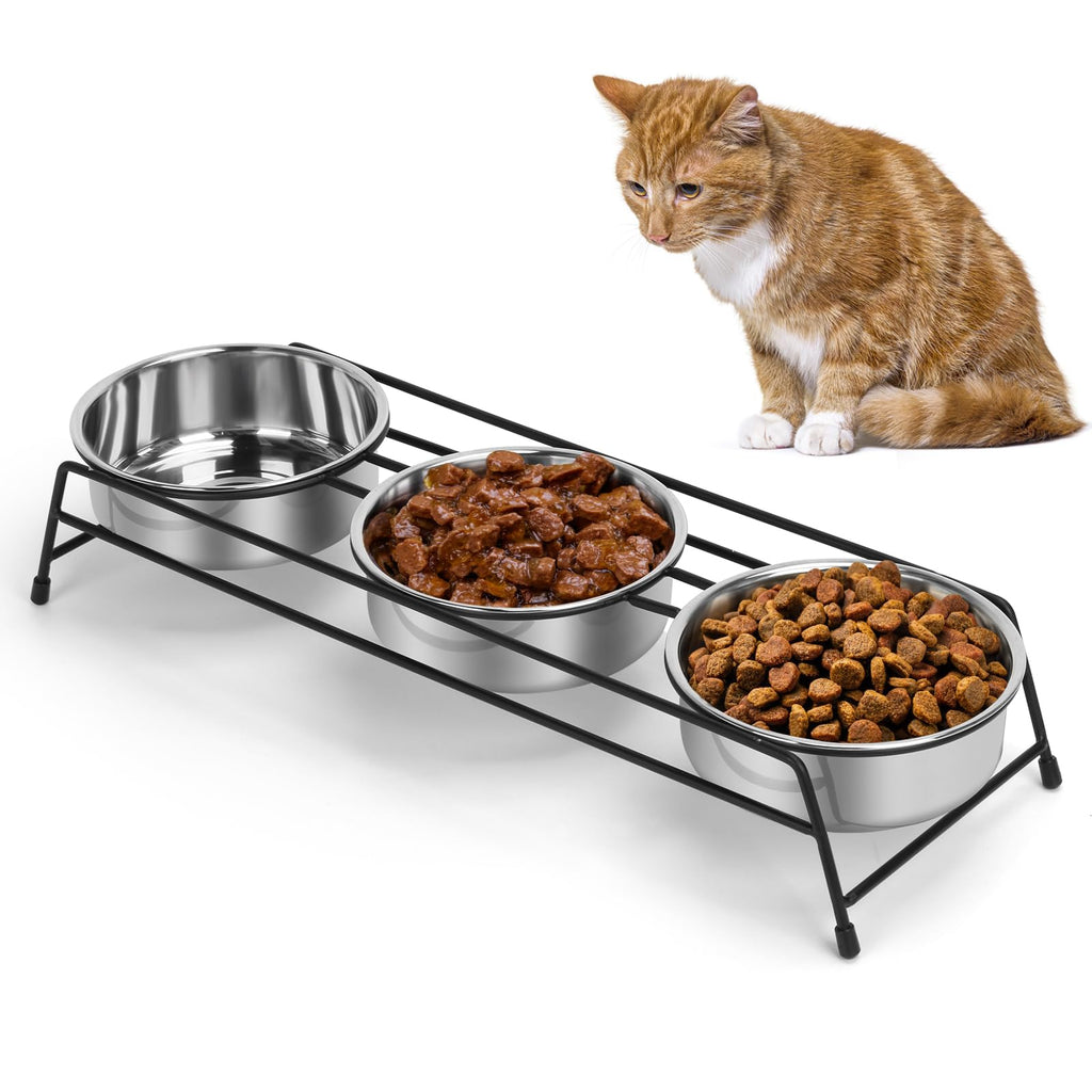 Raised 3 Stainless Steel Elevated Pet Bowls C8976