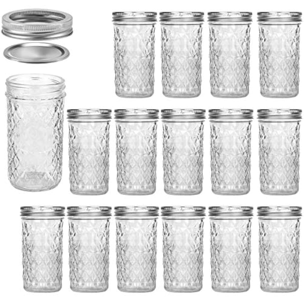 15 Pack 12 oz Mason Jars with Lids X168431