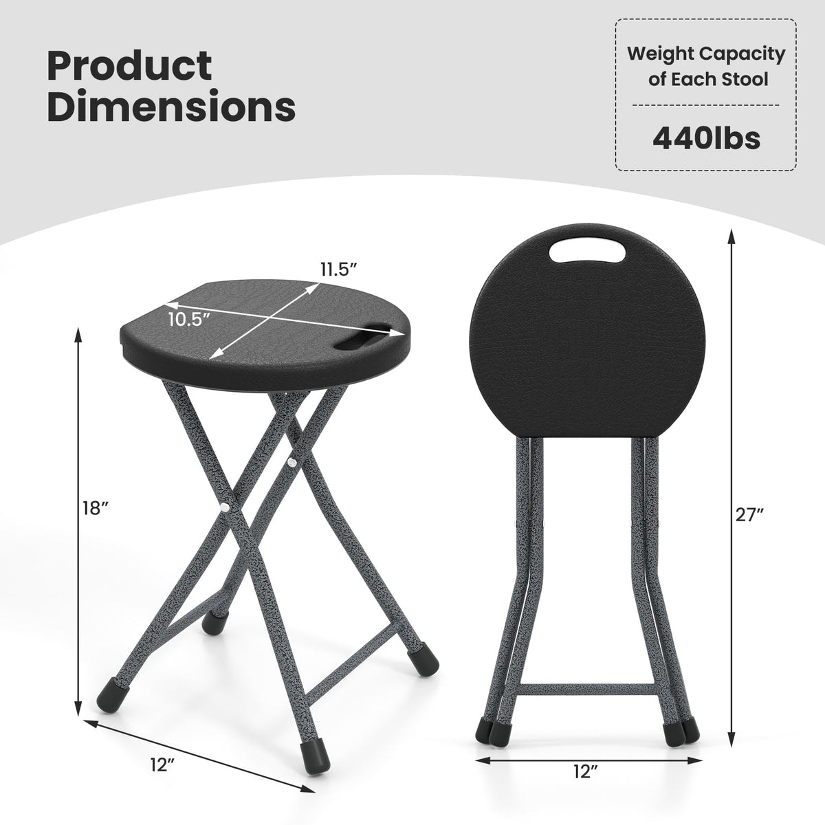 18 inch Folding Plastic Stool with Handle F570
