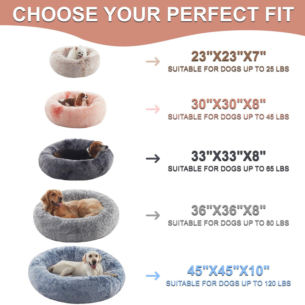 36 inches Faux Fur Fluffy Donut Dog Bed Dark Grey P63440