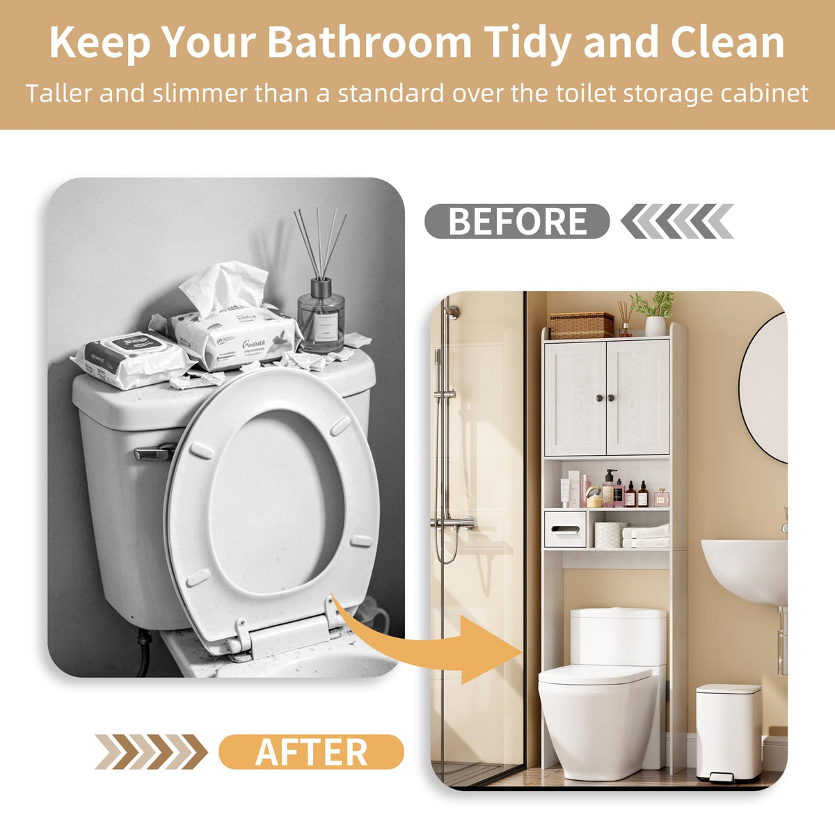 White Over the Toilet Storage Cabinet with Adjustable Shelves A546669