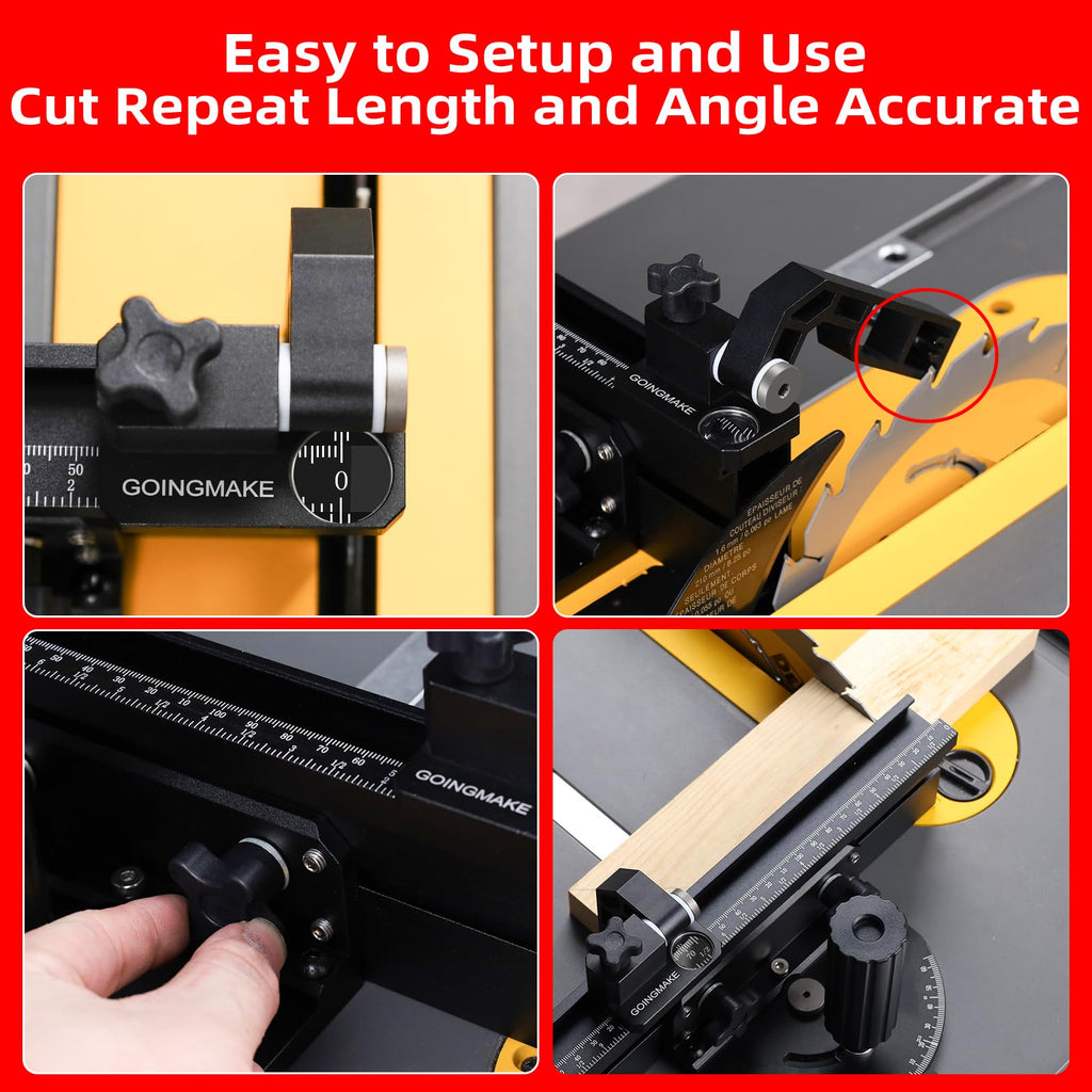 Compact Table Saw Miter Gauge with Extendable Fence X7400