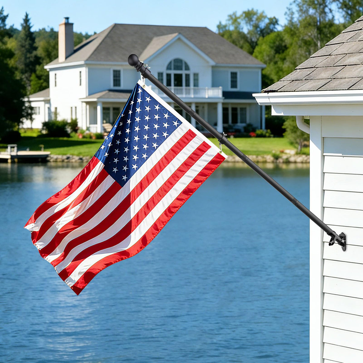 6FT Heavy Duty Tangle Free Steel Flag Pole Kit with 3x5 USA Flag V379
