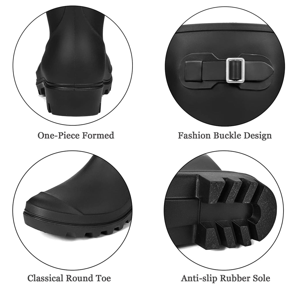 Women's Tall Waterproof Rubber Wide Calf Rain Boots H261901