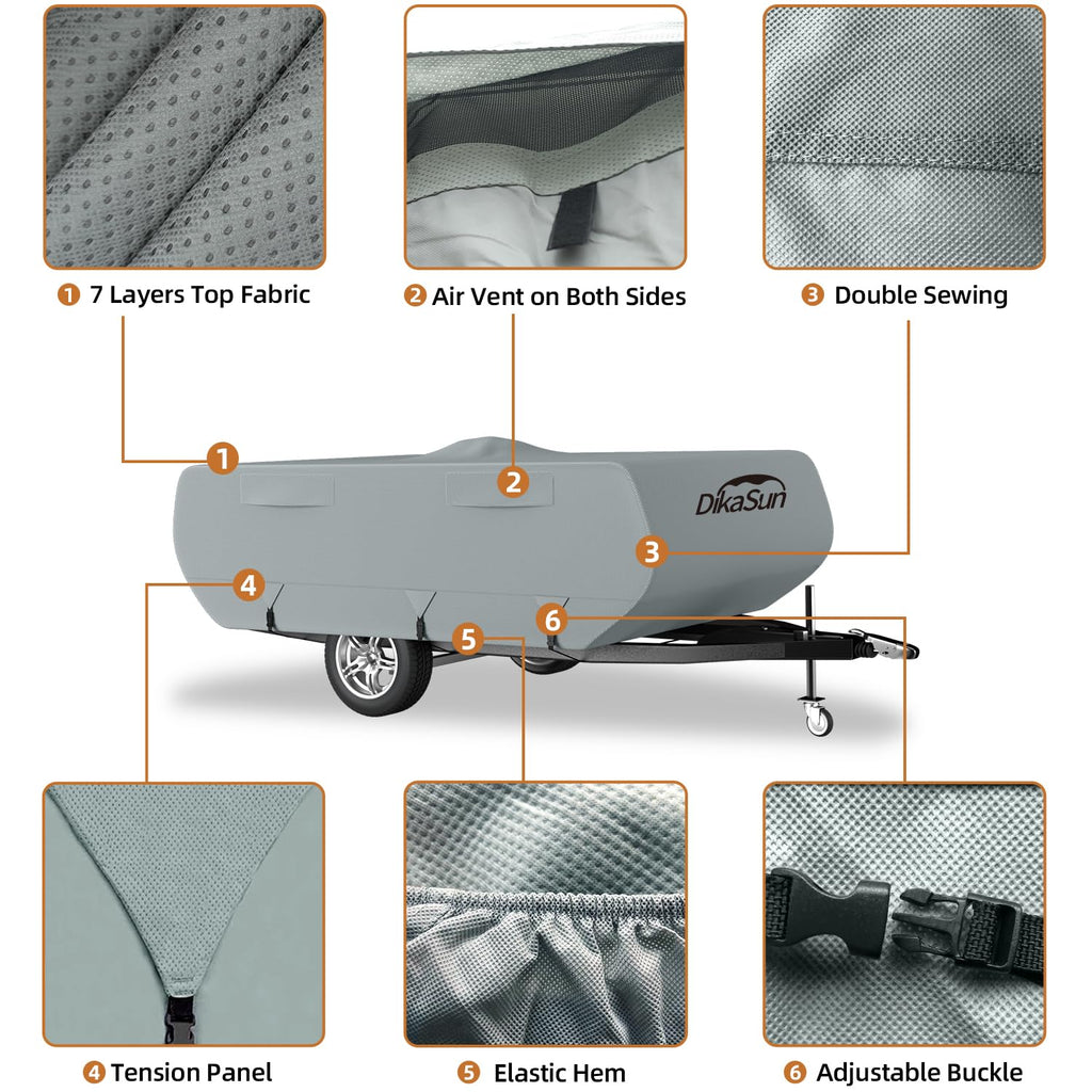 14' ~ 16' 7 Layers Waterproof Pop-up Camper Cover O805896