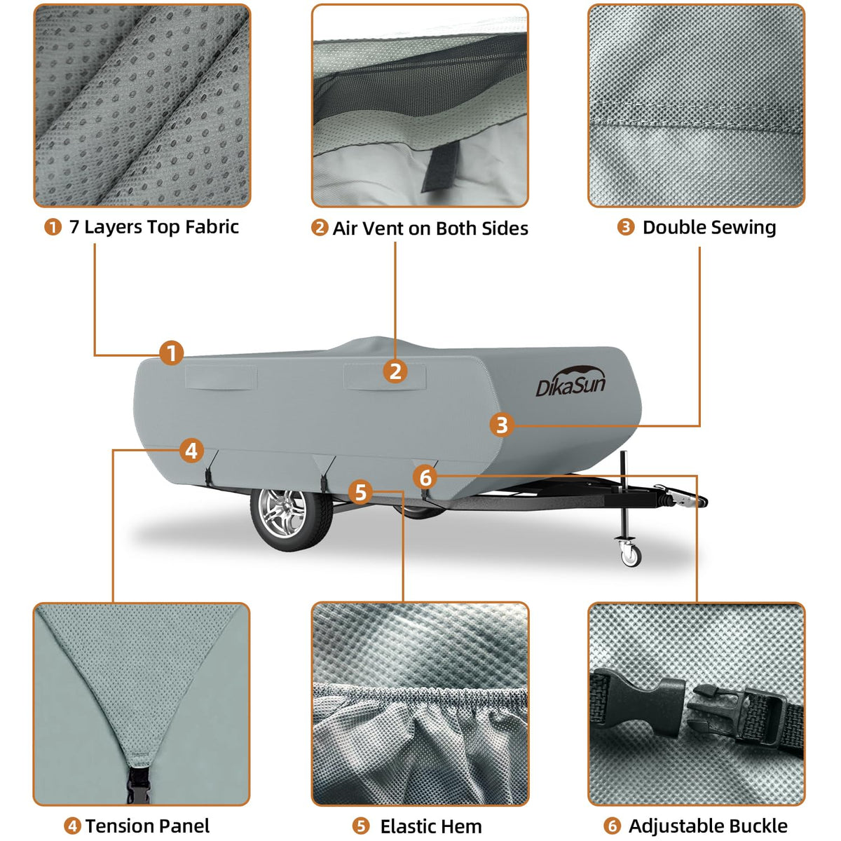 14' ~ 16' 7 Layers Waterproof Pop-up Camper Cover O805896
