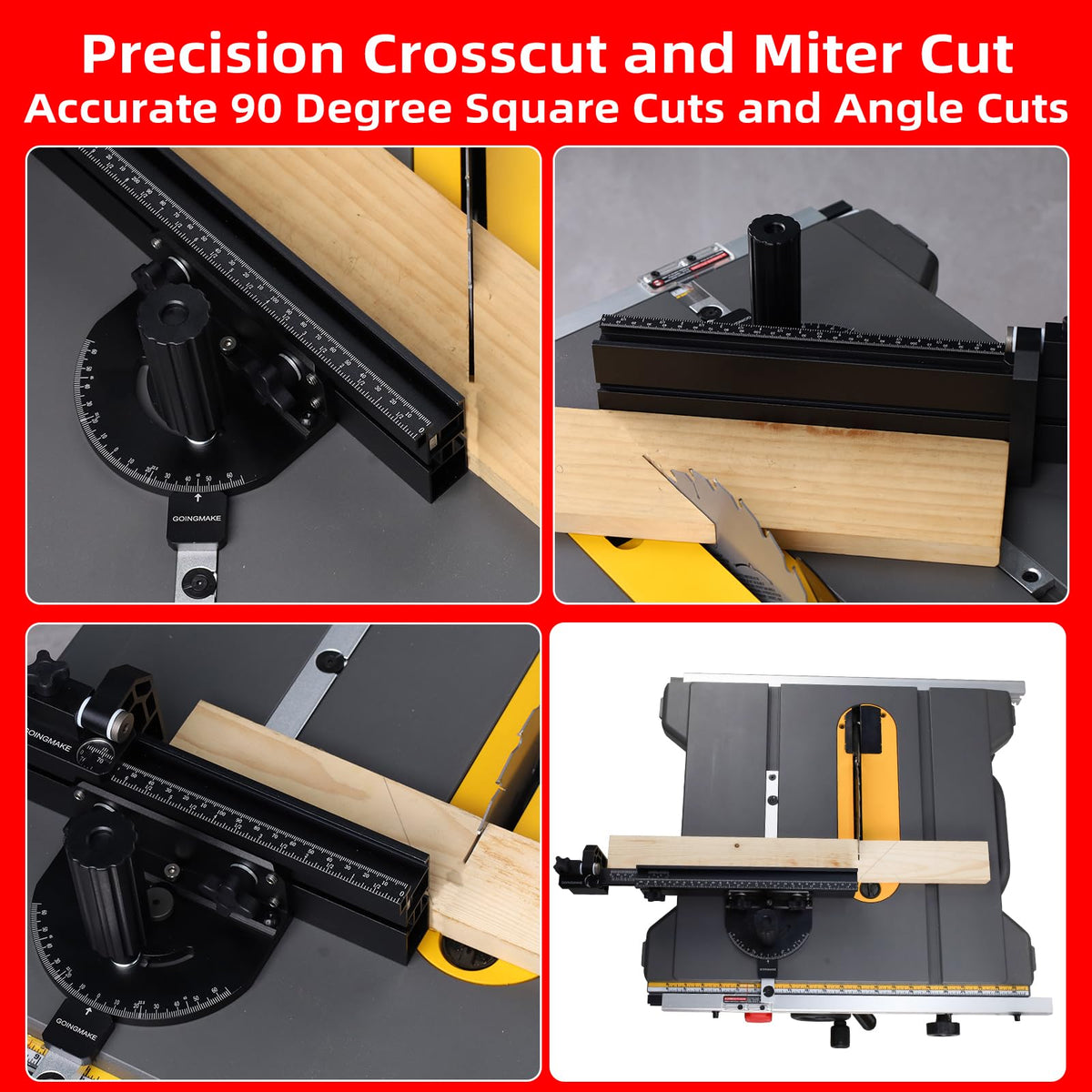 Compact Table Saw Miter Gauge with Extendable Fence X7400