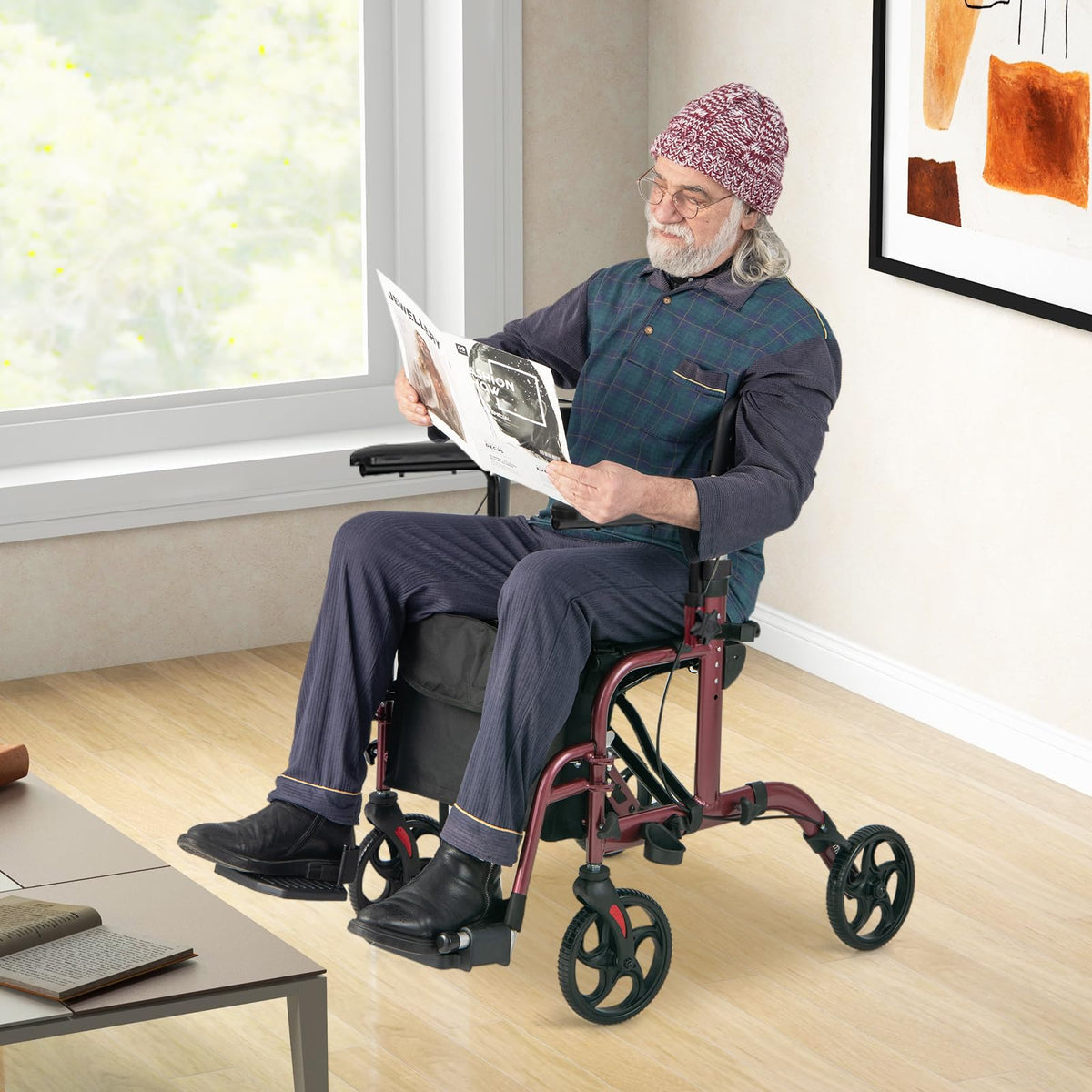 2 in 1 Folding Rollator Walker with Seat X88020