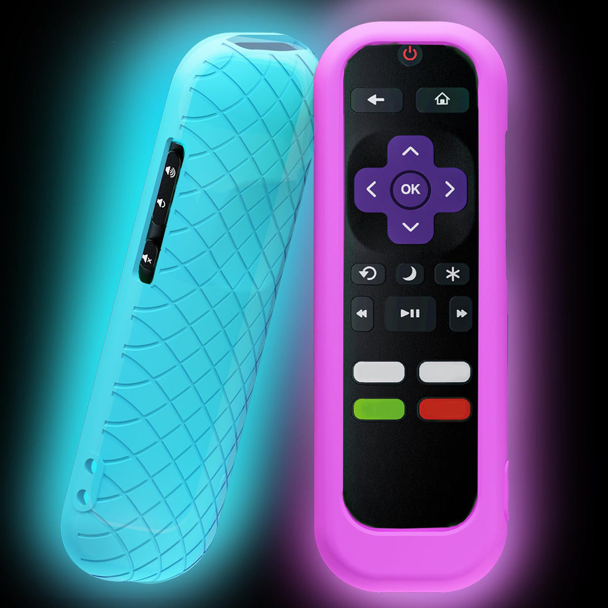 Silicone Remote Cover, 2-Pack, Glow in the Dark, Blue/Purple K76848