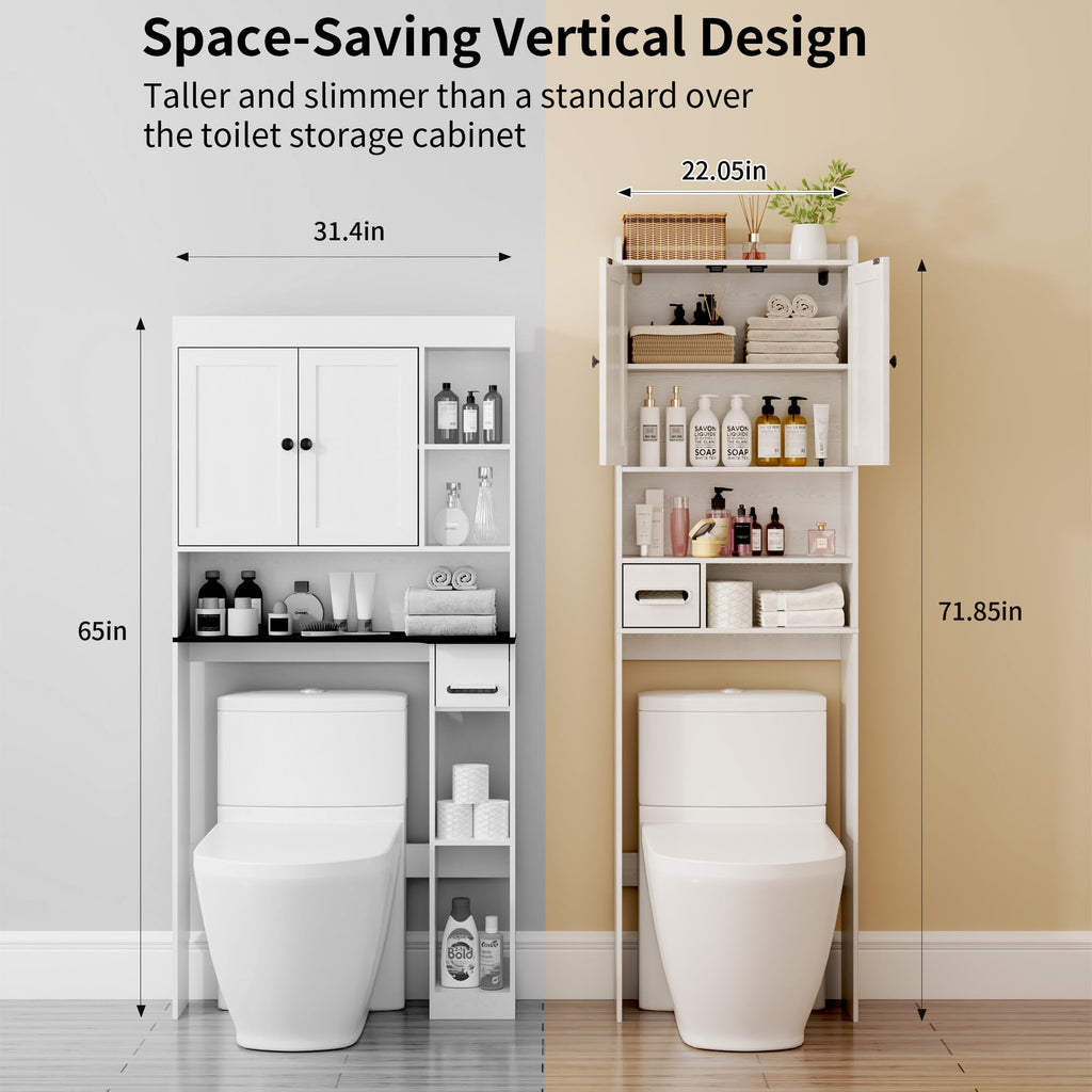 White Over the Toilet Storage Cabinet with Adjustable Shelves A546669