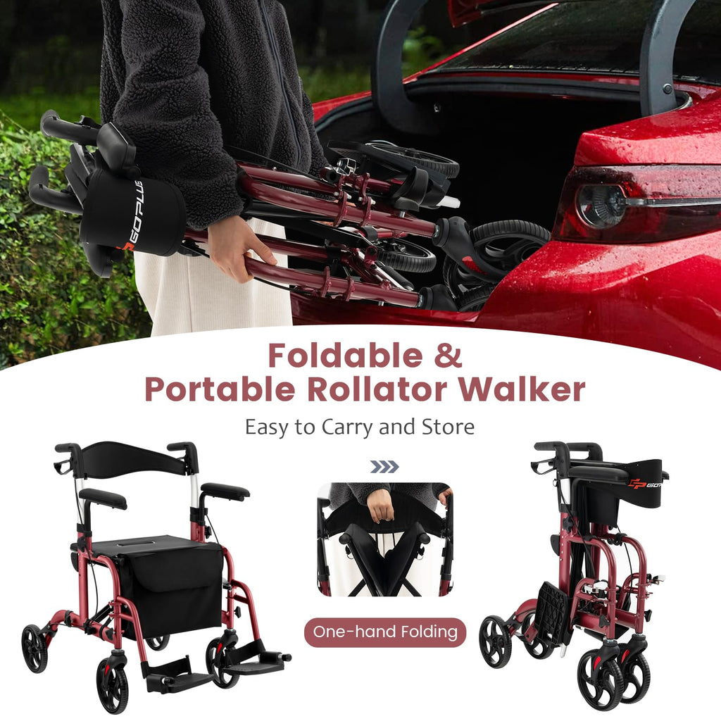 2 in 1 Folding Rollator Walker with Seat X88020