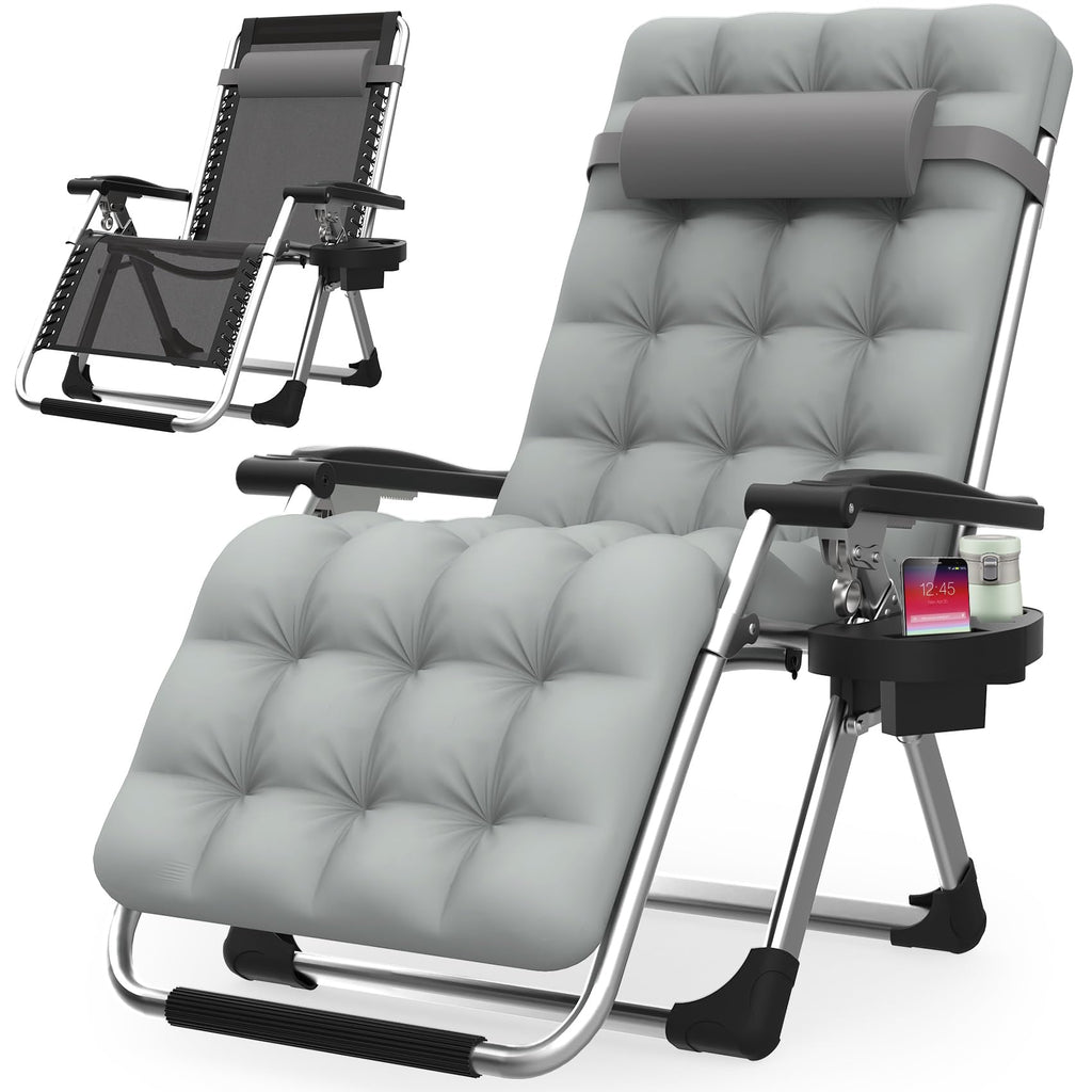 Zero Gravity Reclining Camping Lounge Chair with Cup Holder A87976