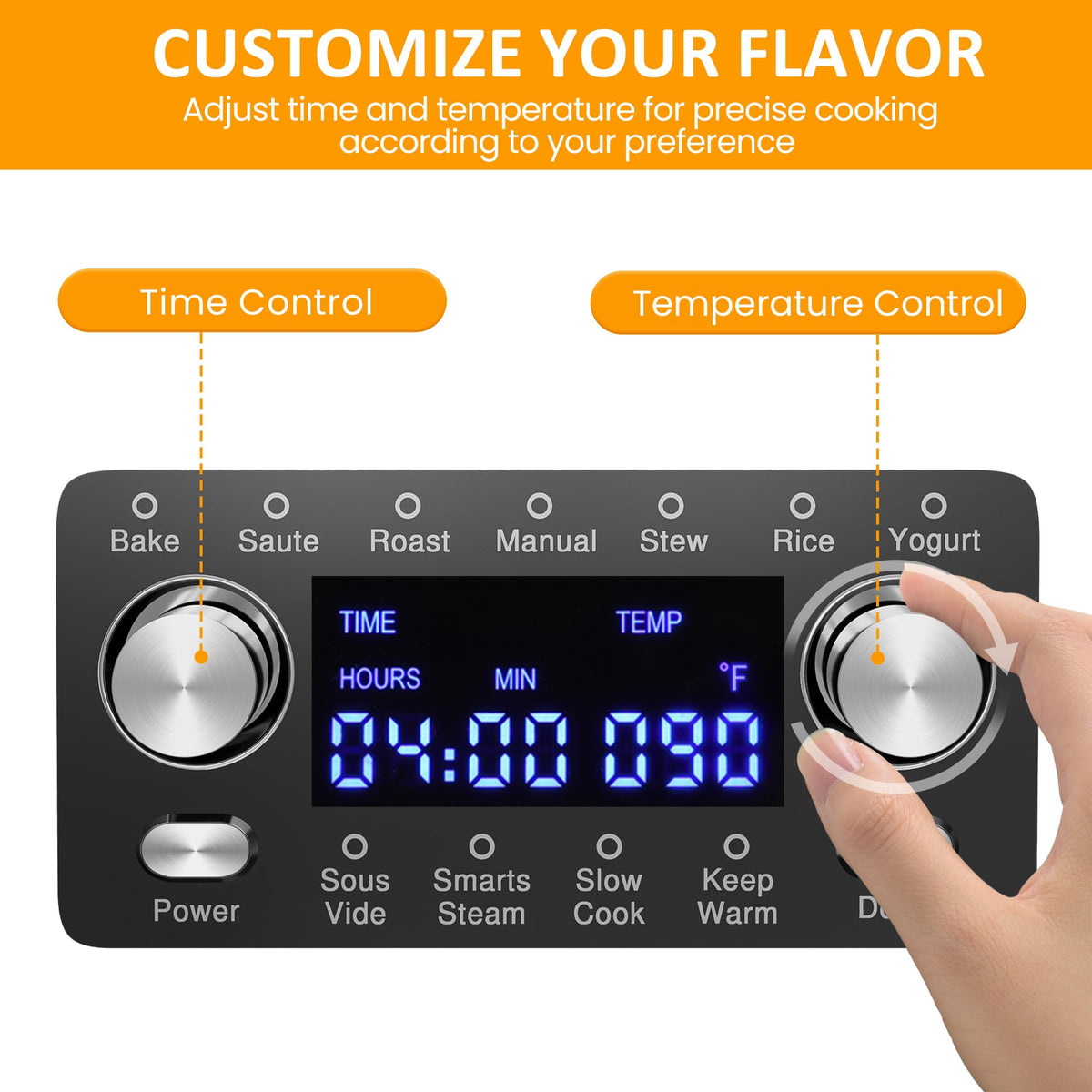 12-in-1 Programmable 8 Quart Slow Cooker with Steaming Rack X950