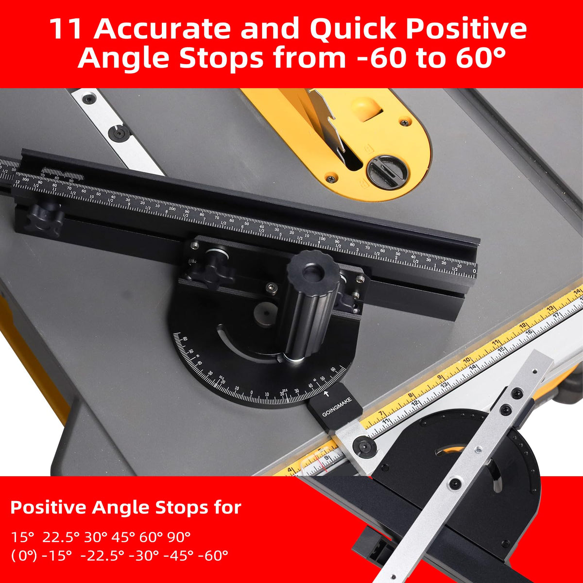Compact Table Saw Miter Gauge with Extendable Fence X7400