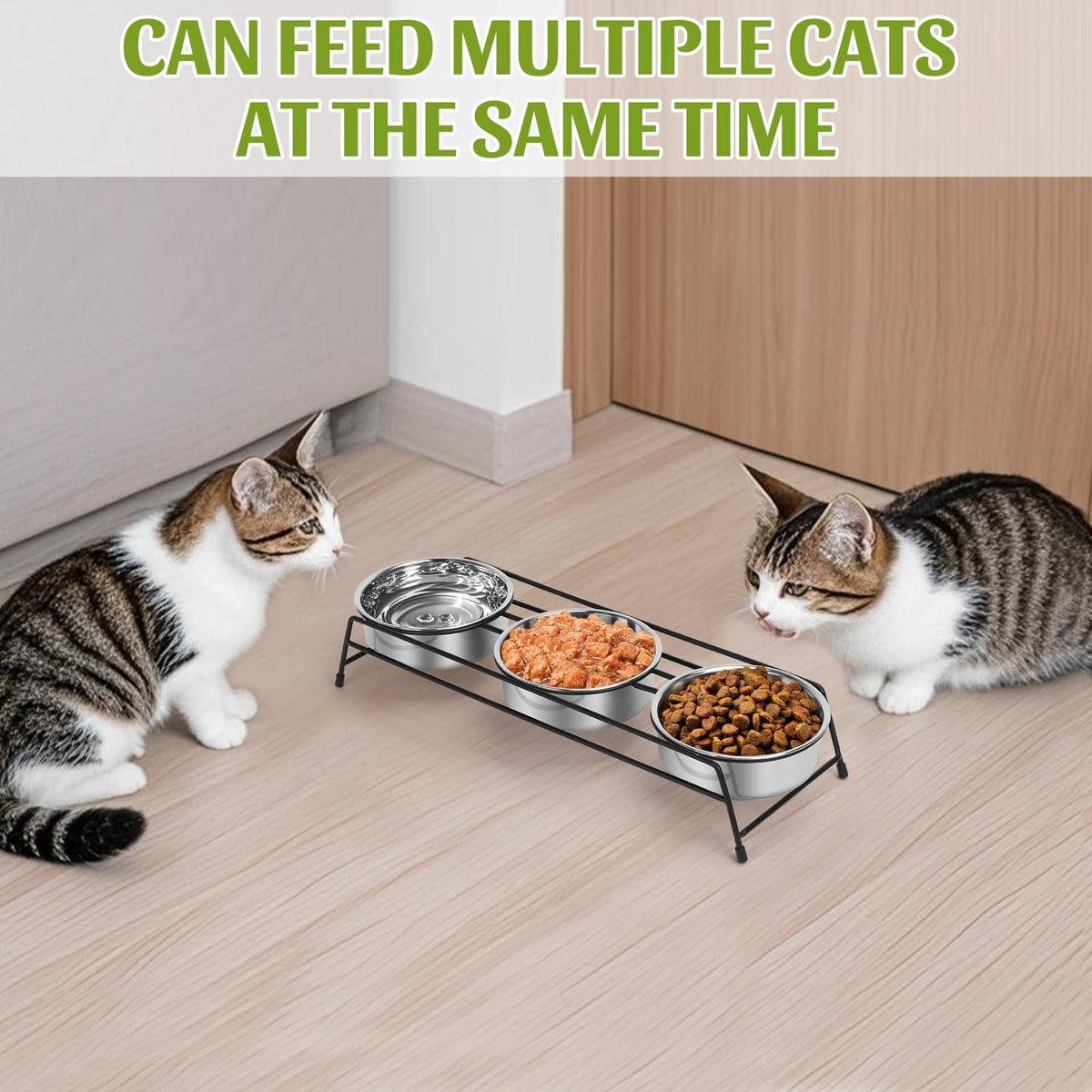 Raised 3 Stainless Steel Elevated Pet Bowls C8976