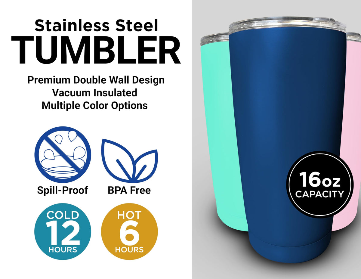 16 oz Insulated Stainless Steel Tumblers 2 Pack Black T377223