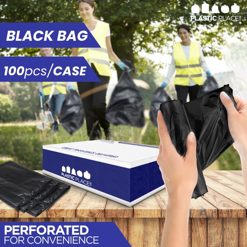 Heavy Duty Black 40-45 Gallon Trash Bags 100 Count 1.5 Mil X330459