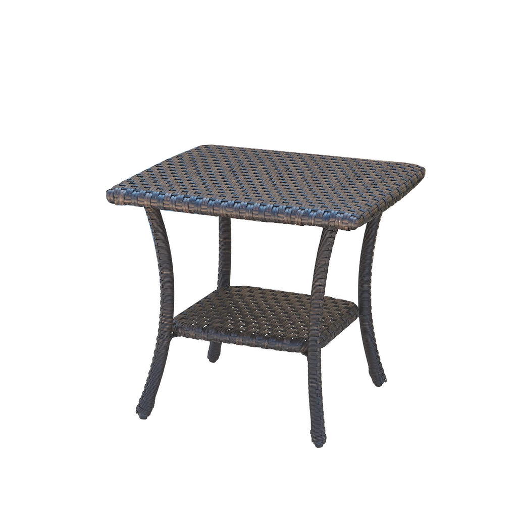 Brown Wicker Rattan 2-Tier Outdoor Coffee Table U432758