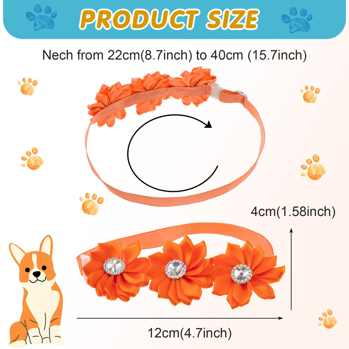 80 Pcs Dog Bowtie Flower Collar Adjustable E723