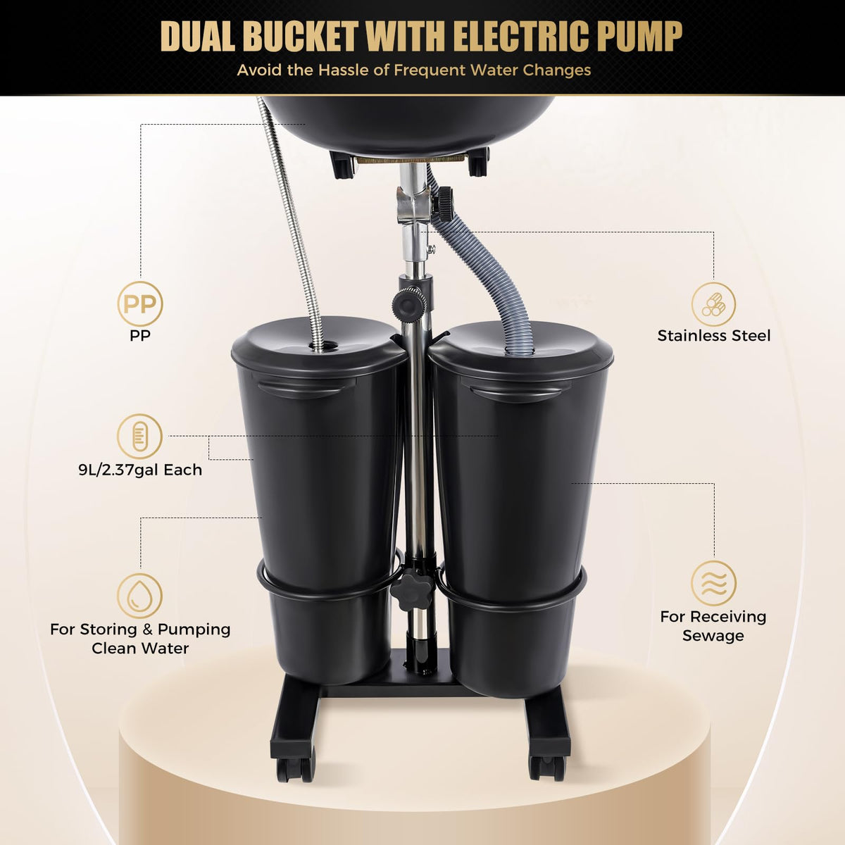 Portable Plastic Shampoo Bowl with Electric Pump I5832