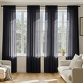 Black Sheer Curtains 84 Inches Long 4 Panels Z4547