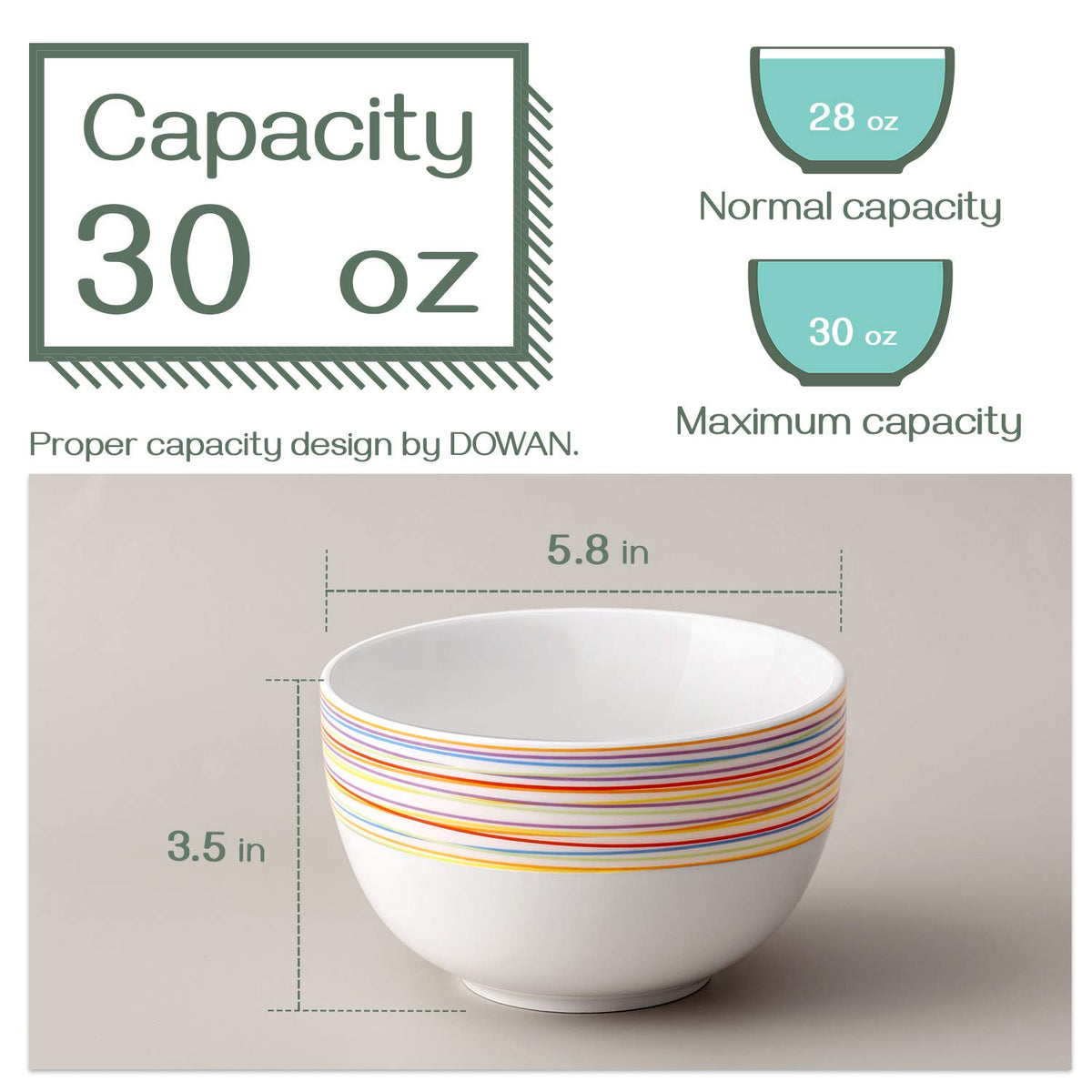 5.8" 30 Ounces Ceramic Bowls Set of 4 A767