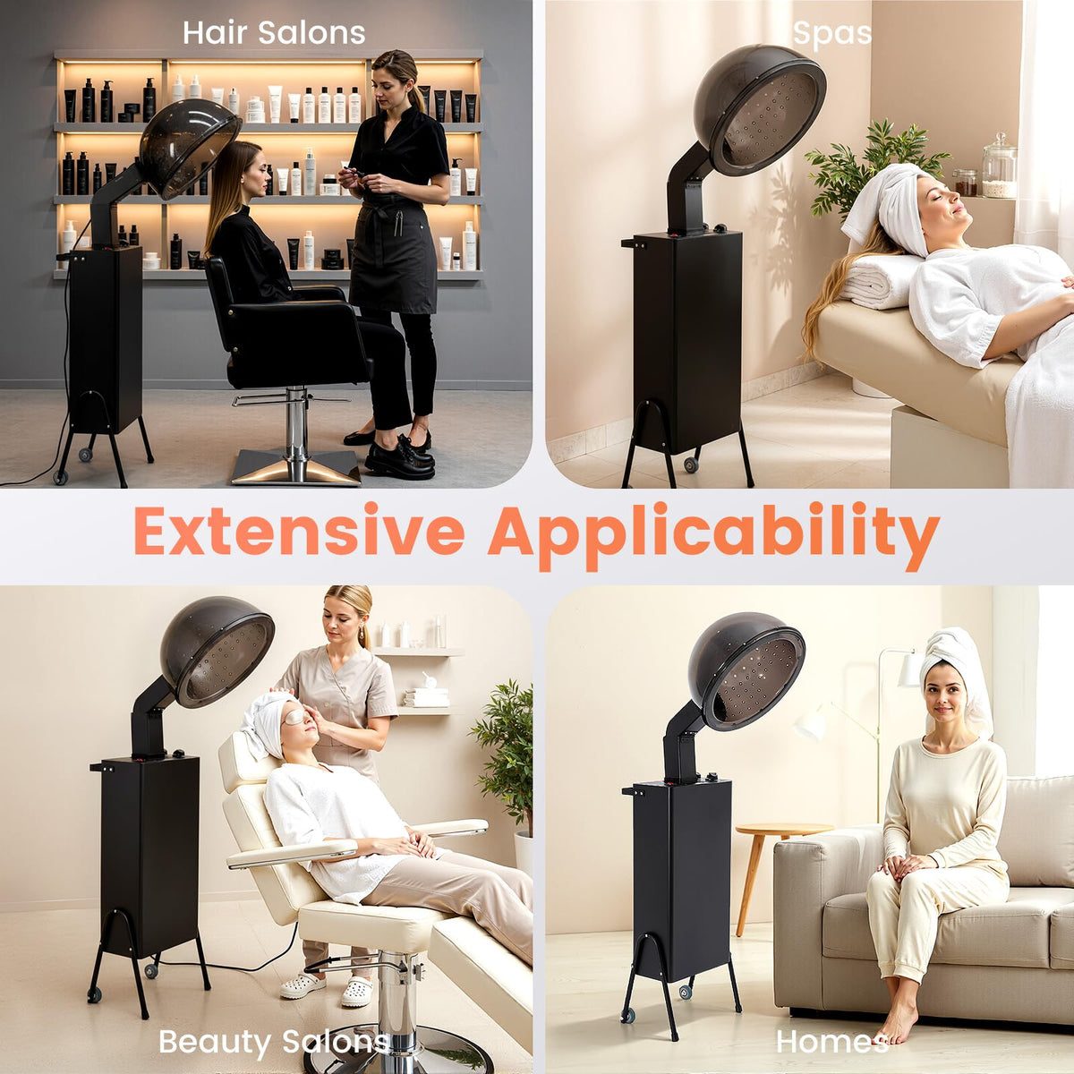 1200W Freestanding Hooded Hair Dryer with Wheels Y4359