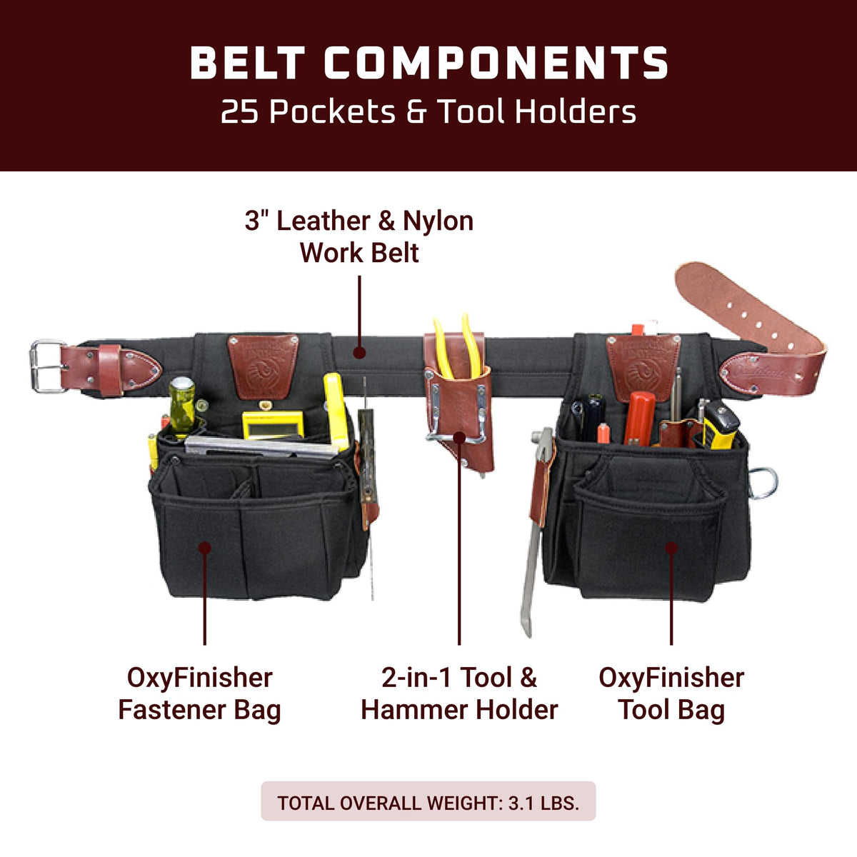 Leather Tool Belt Set with 25 Pockets S461139