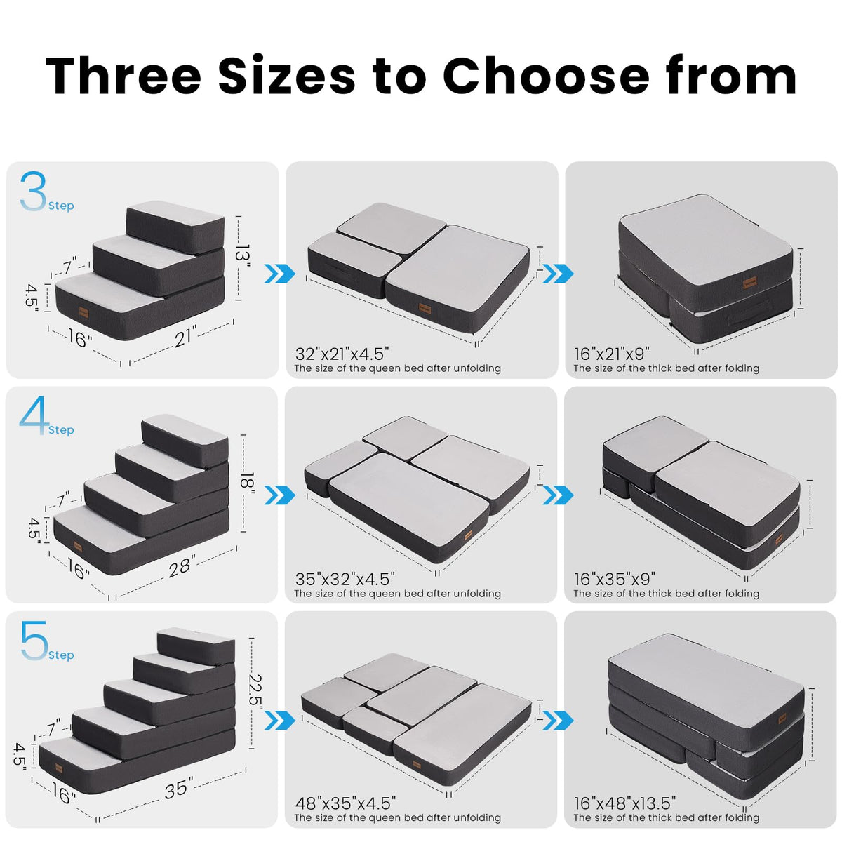 4-Step Adjustable Foldable Non-Slip Dog Stairs I378