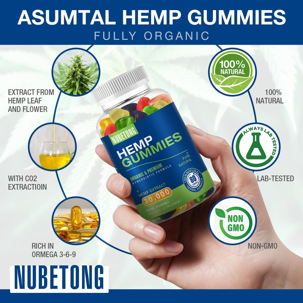 Organic Hemp Gummies Supplement 2 Packs M1741