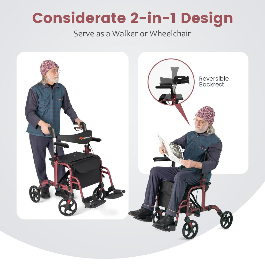 2 in 1 Folding Rollator Walker with Seat X88020
