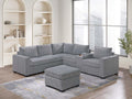 Light Gray Corduroy Upholstered Sectional Sofa Set S135610