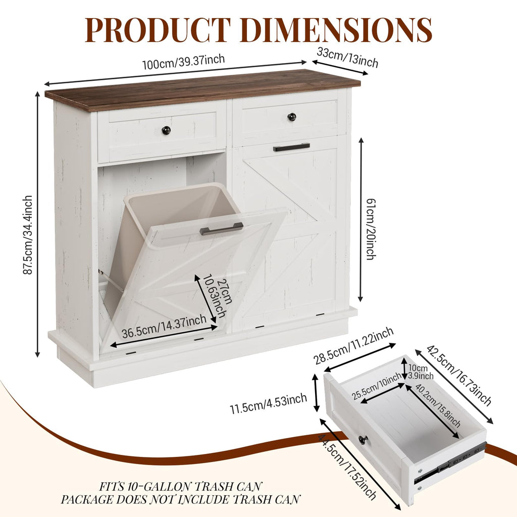 White Tilt-Out Trash Can Cabinet X430534