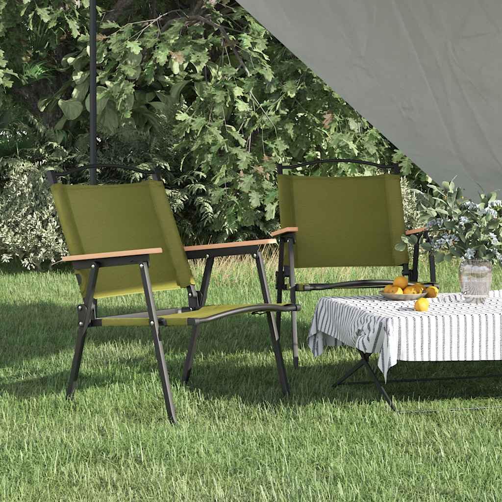 Green Oxford Fabric Folding Camping Chairs 2 Pack D384