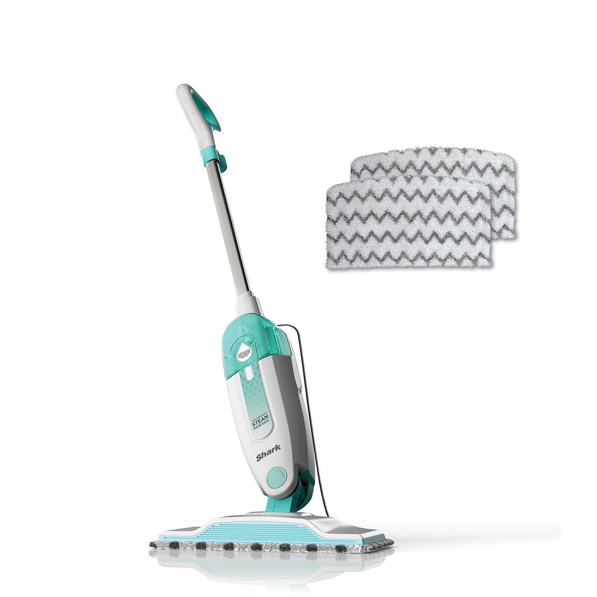 White Steam Mop with 2 Dirt Grip Pads J169