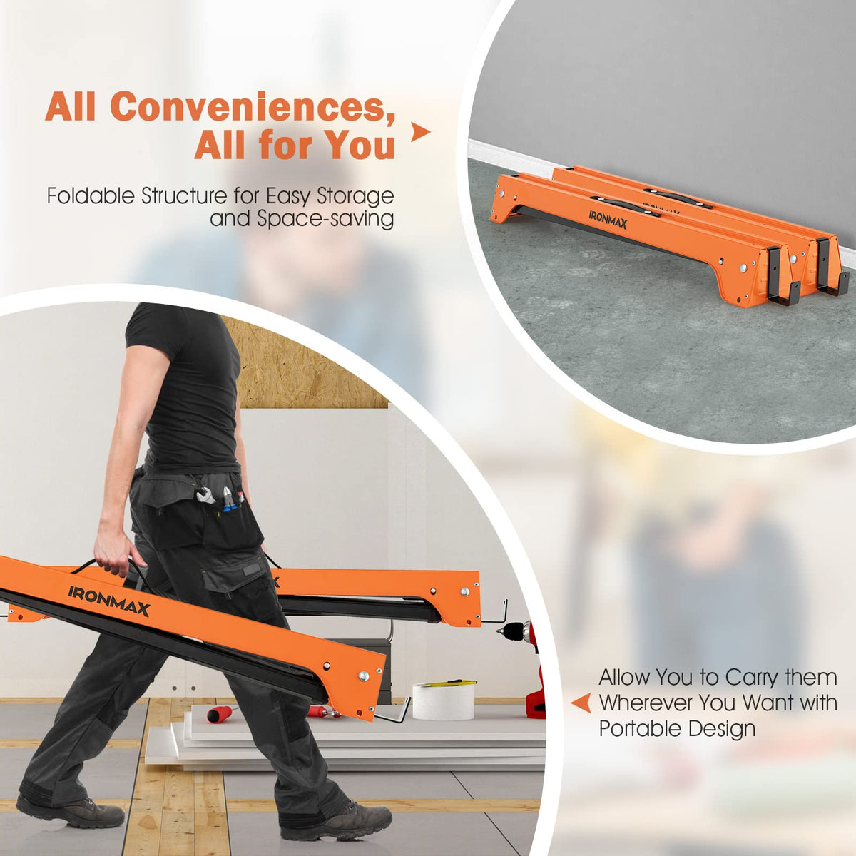 Folding Saw Horses 2 Pack 2644 LBS Capacity with Hooks D9150