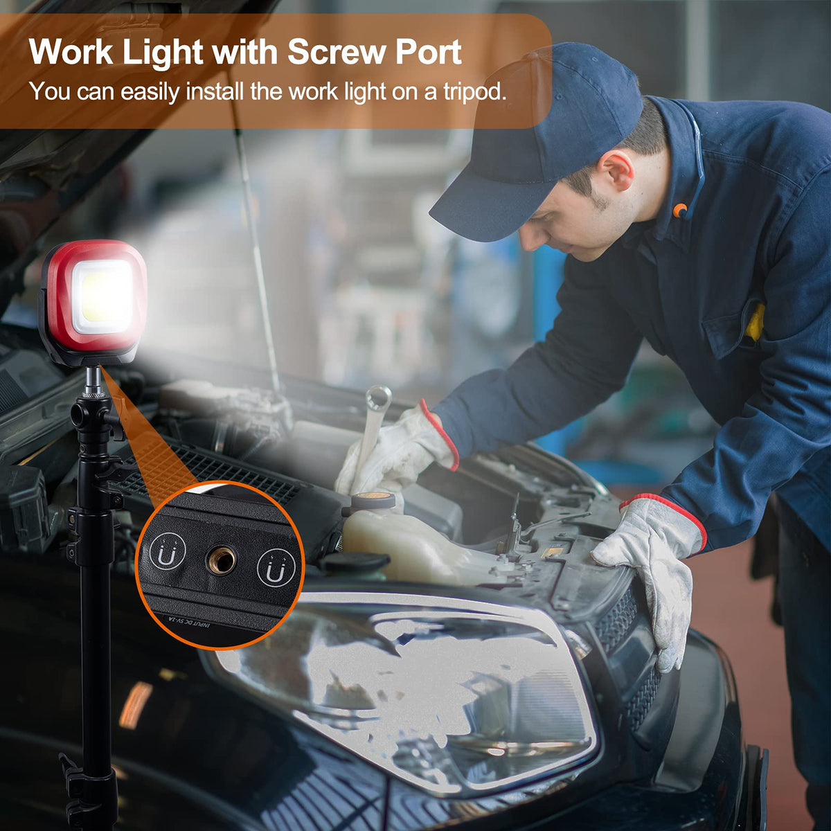 Magnetic Work Light, 42 LEDs 1000 Lumens Rechargeable Portable Inspection Light (2 PCS) I183076