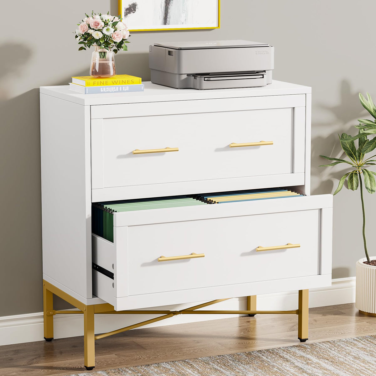 White 2 Drawer Wood File Cabinet S340