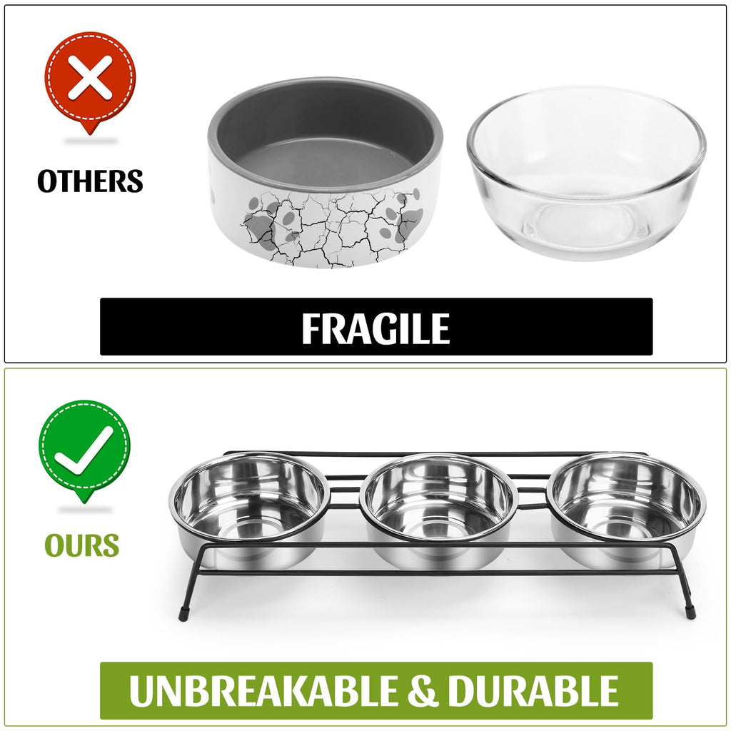 Raised 3 Stainless Steel Elevated Pet Bowls C8976