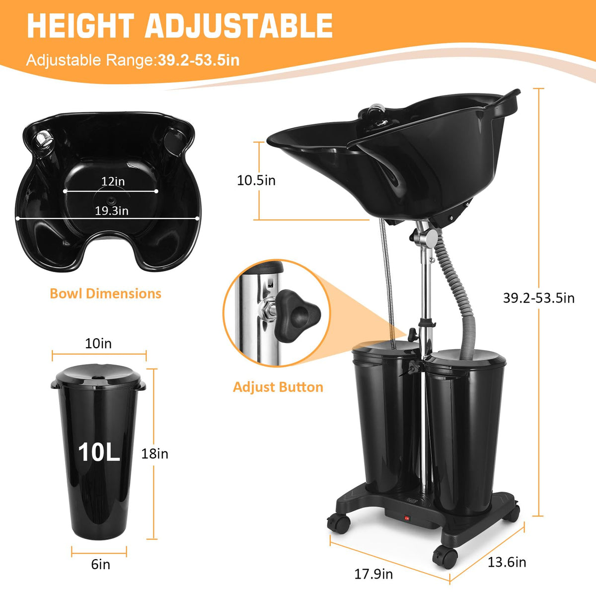 Portable Shampoo Bowl with Electric Pump M922224
