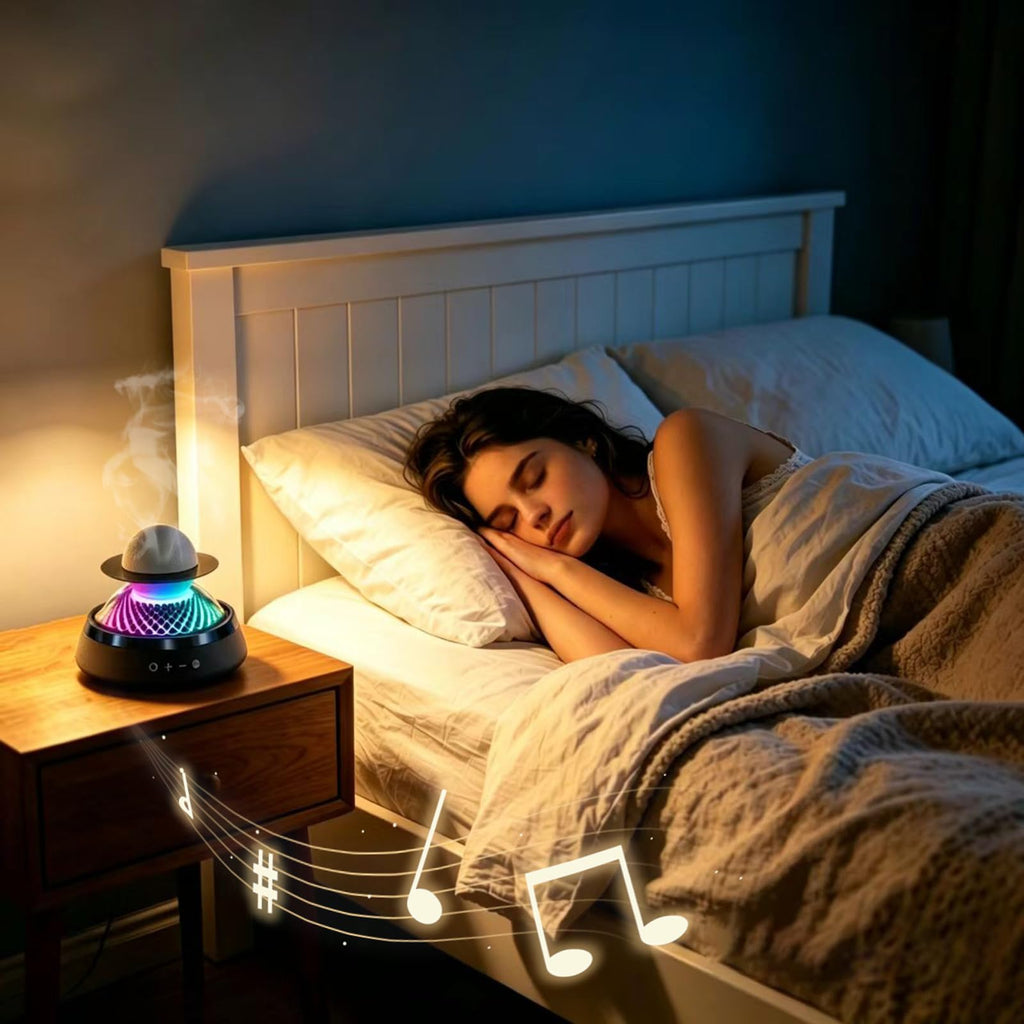 Black Portable Bluetooth Speaker with LED Night Light and Essential Oil Diffuser U9205