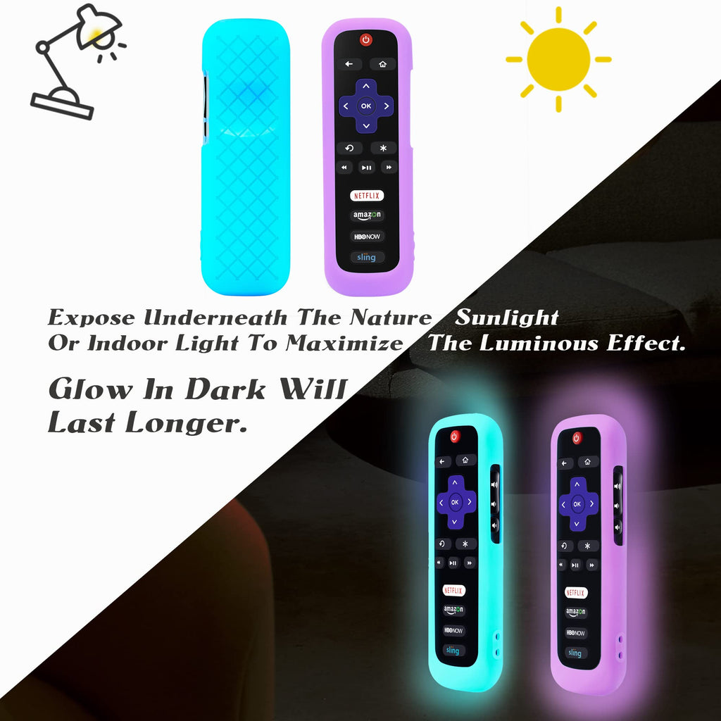 Silicone Remote Cover, 2-Pack, Glow in the Dark, Blue/Purple K76848