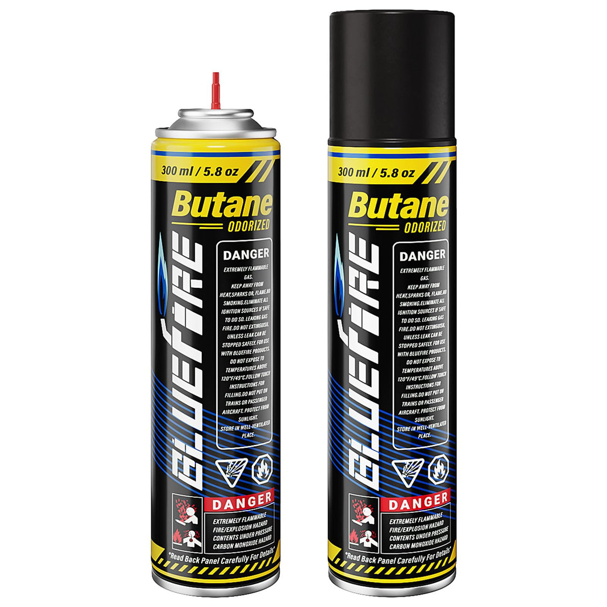 Pack of 2 Butane Fuel Refill 10.56 fl oz Canister with 5 Nozzle Adapters B6722
