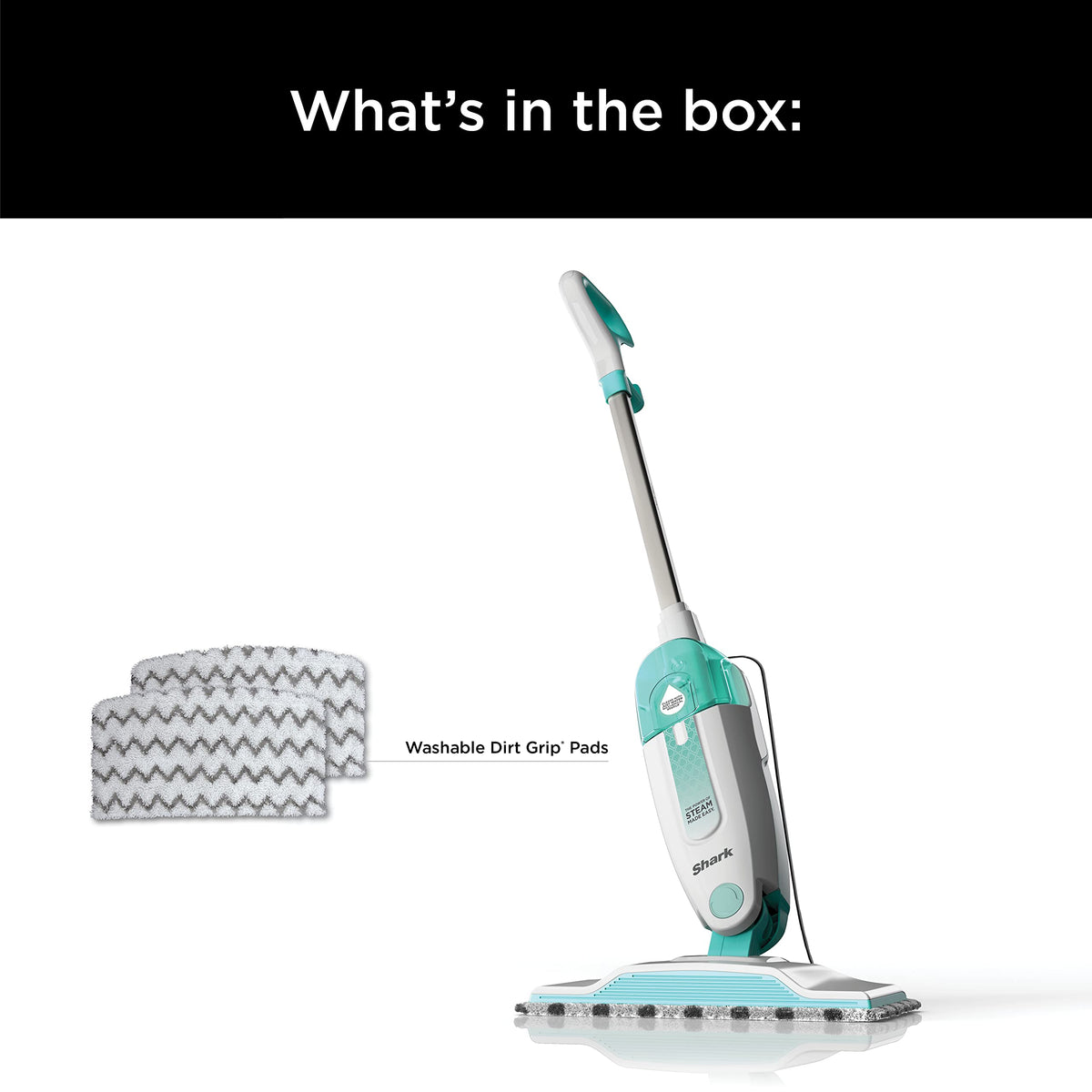 White Steam Mop with 2 Dirt Grip Pads J169