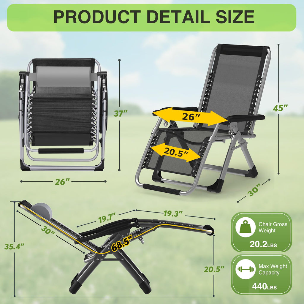 Zero Gravity Reclining Camping Lounge Chair with Cup Holder A87976